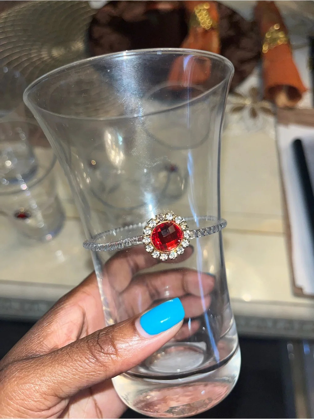 NEW Pier 1 Imports Jeweled Rhinestone Stem Wine Glasses Set of 8 Goblets